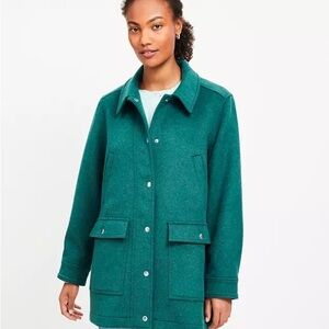 Ann Taylor Loft Green Brushed Barn Jacket Size S petite